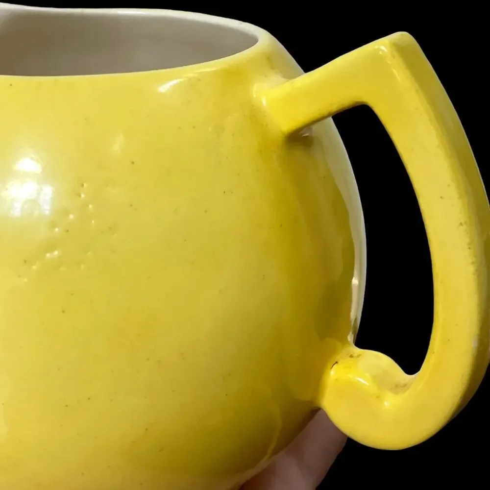Vintage Yellow Ball Creamer Pitcher Czechoslovakia Mid Century Art Deco READ